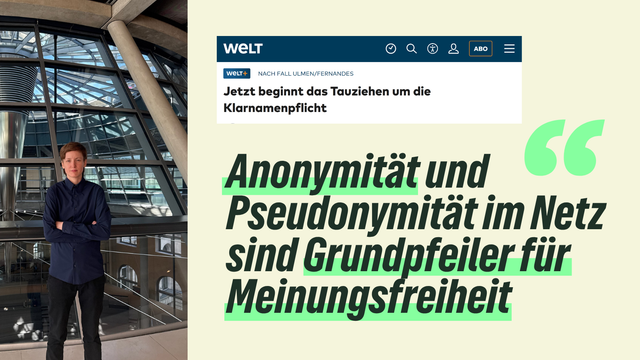 Welt berichtet über Klarnamenpflicht im Internet