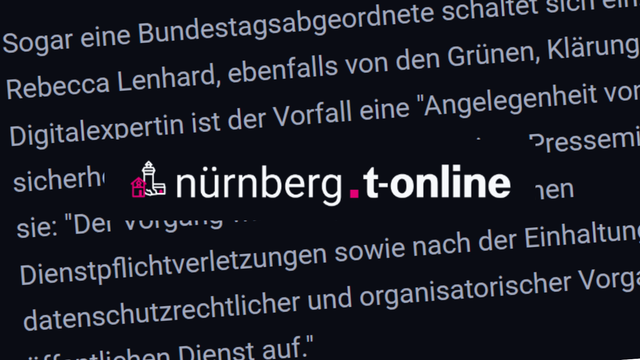 Nürnberg.t-online berichtet über meine Pressemitteilung über Datenpanne im Nürnberger Rathaus
