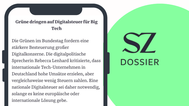Süddeutsche Zeitung Dossier berichtet über meine Forderung nach stärkerer Besteuerung von Big Tech