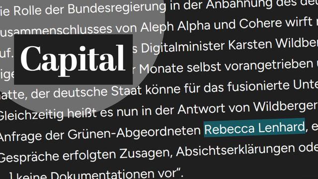 Capital Magazin berichtet über meine Kritik zum Aleph Alpha Deal