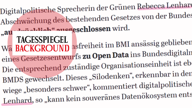Tagesspiegel Background berichtet über meine kleine Anfrage über das Informationsfreiheitsgesetz