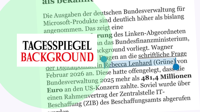 Tagesspiegel Background über meine schriftliche Frage zu Kosten für Microsoft Lizenzen