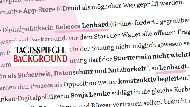 Tagesspiegel Background über unseren Grünen Antrag zum Stand der Umsetzung der EUDI-Wallet