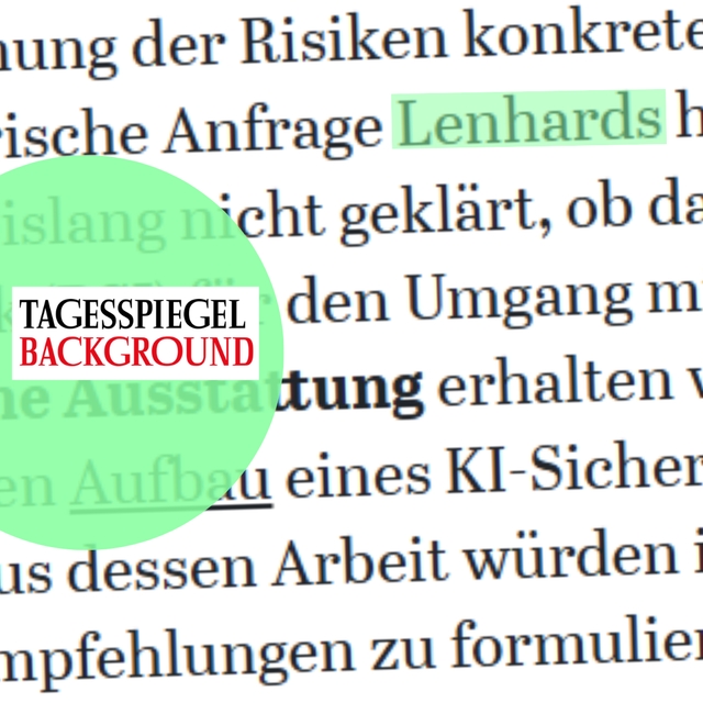 Tagesspiegel Background: Lenhard fordert Maßnahmen von der Bundesregierung