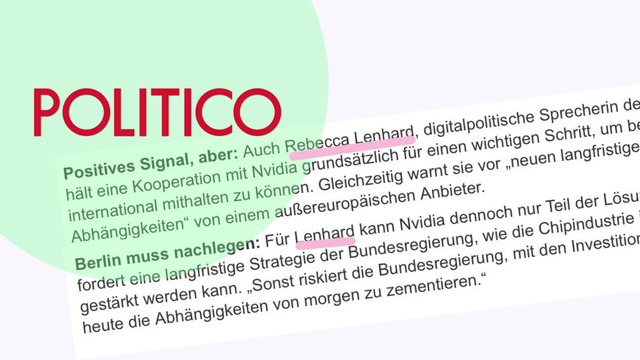 Politico Pro: Wir brauchen eine langfristige Strategie der Bundesregierung zur Stärkung von Europas Chipindustrie